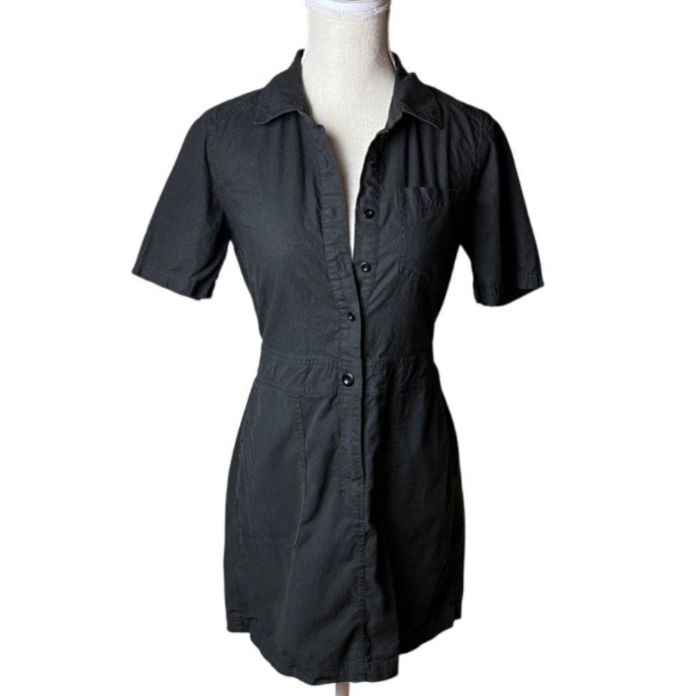 Michael Stars Black Button-Up Linen Cotton Blend Dress - XS